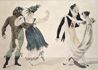 Good Form, No. 1: The Waltz, Satirical Cartoon, c.1820 by French School
